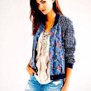 Free People Floral Bomber Jacket